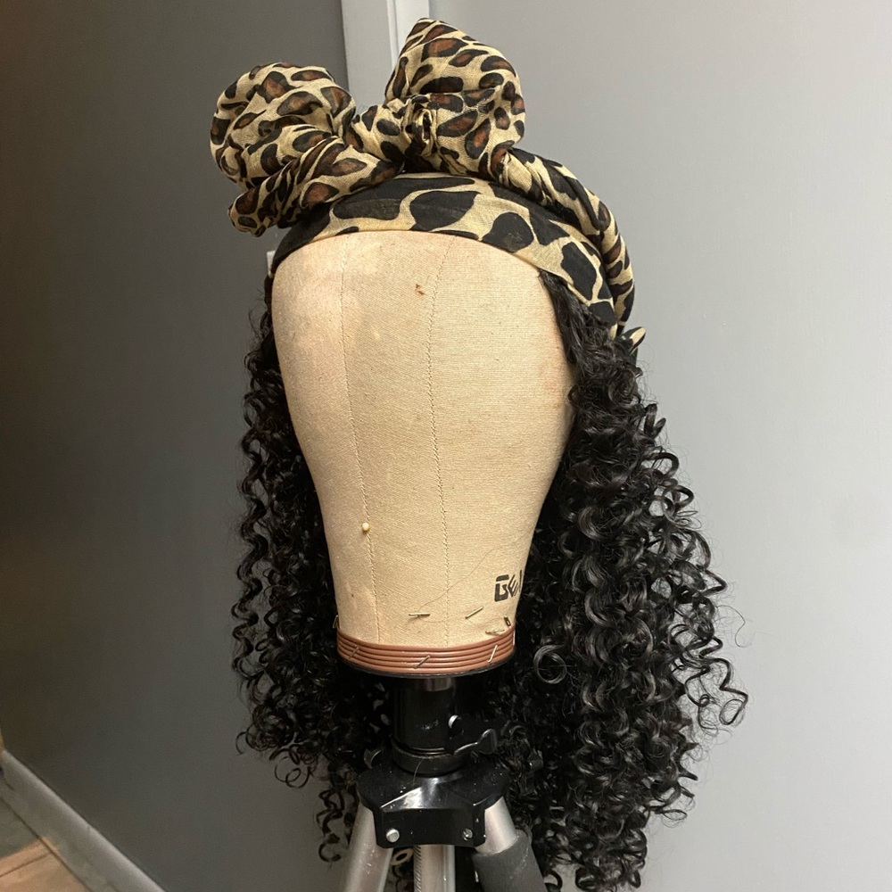 Synthetic curly scarf wig